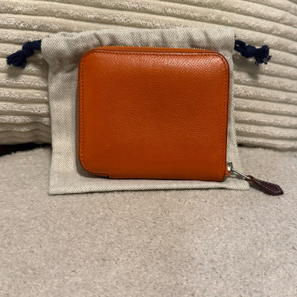 Hermes Iconic Orange Small Silk’In Leather Zip Wallet